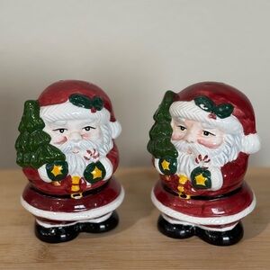 Festive Santa Claus Salt and Pepper Shakers - Red and Green